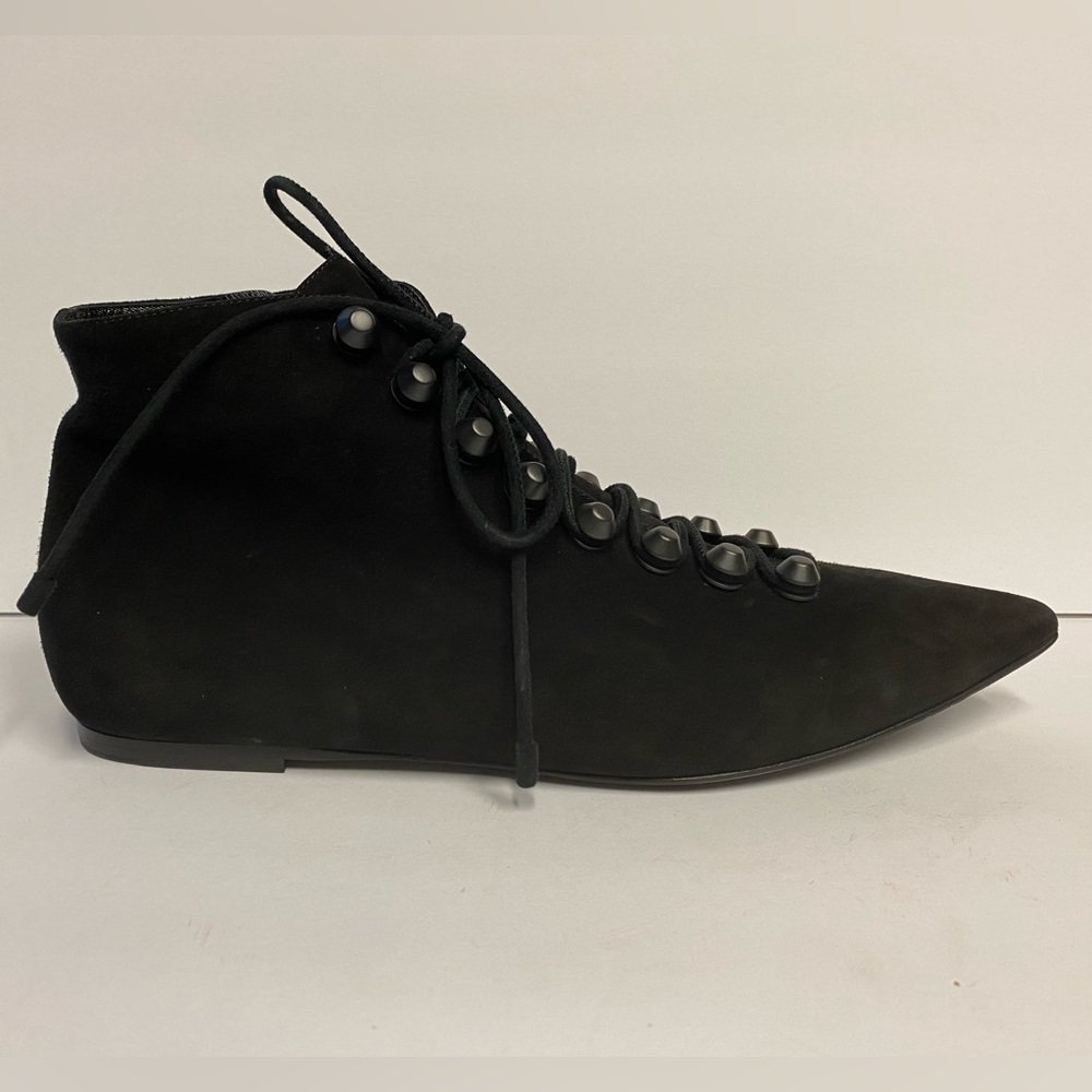 Balenciaga flat ankle boots suede lace up black 38 - Picture 2 of 9
